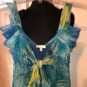 Very airy cute silk blue-green top